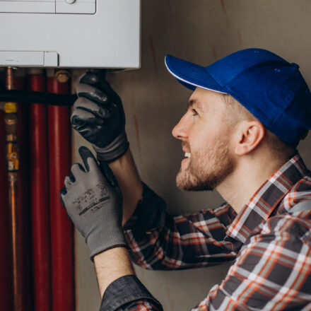 Technicien effectuant l’entretien d’une chaudière pour optimiser le chauffage avant l’hiver 2025.