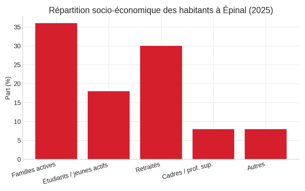 Épinal – Répartition socio-économique des habitants en 2025