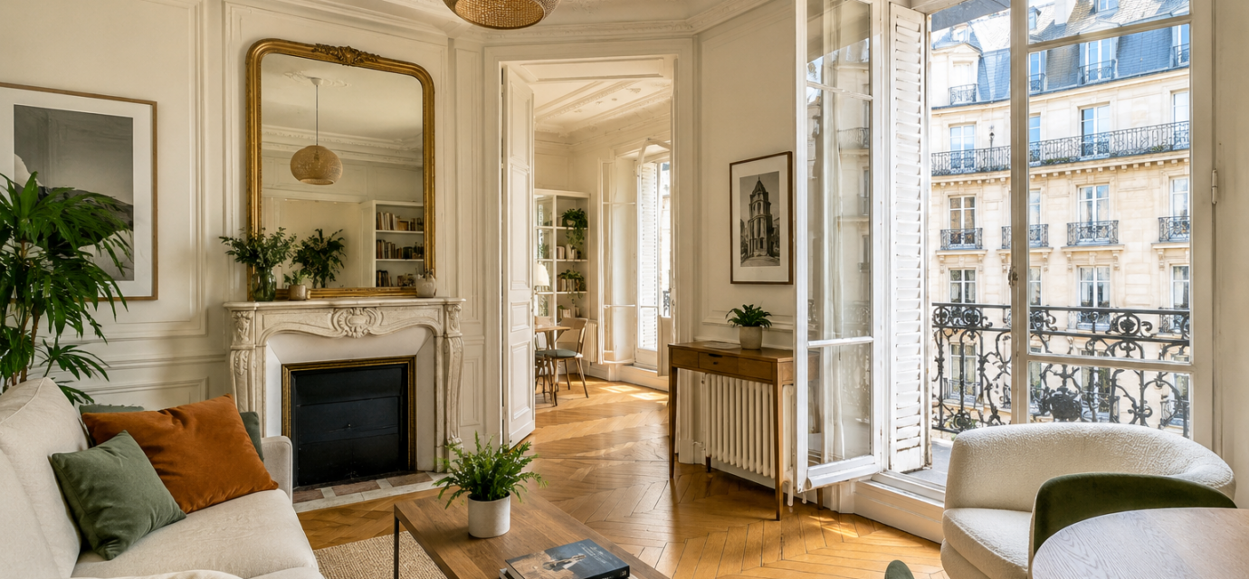 Appartement ancien lumineux avec parquet et moulures en centre-ville