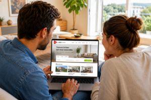 Couple comparant des annonces pour acheter un bien immobilier avant ou après l’été