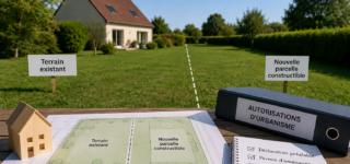 Division de terrain avec création d'une nouvelle parcelle constructible et autorisations d'urbanisme