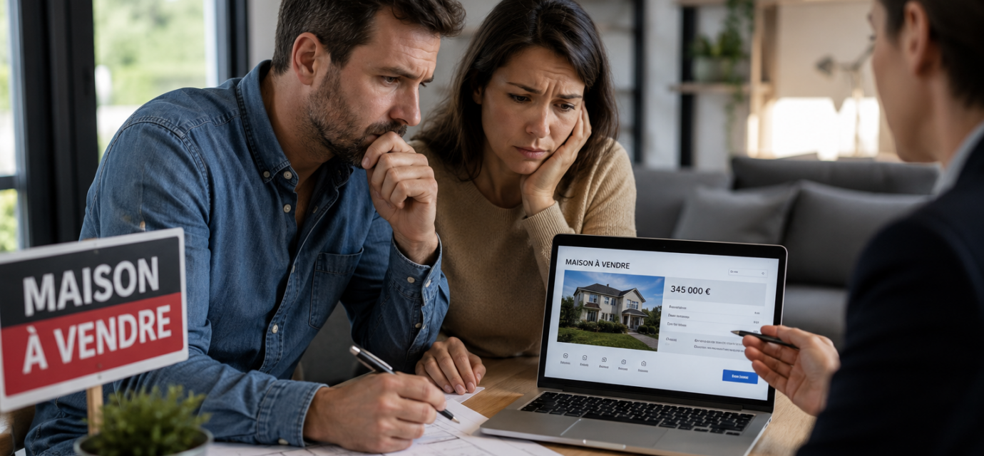 Vendeurs immobiliers échangeant avec un agent avant la mise en vente de leur maison