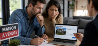 Vendeurs immobiliers échangeant avec un agent avant la mise en vente de leur maison