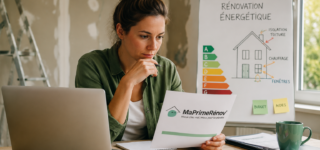 Propriétaire étudiant les nouvelles règles de MaPrimeRénov avant d'engager des travaux de rénovation énergétique.