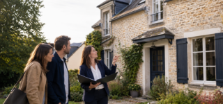 Couple visitant avec une agente un bien immobilier remis en vente à la rentrée
