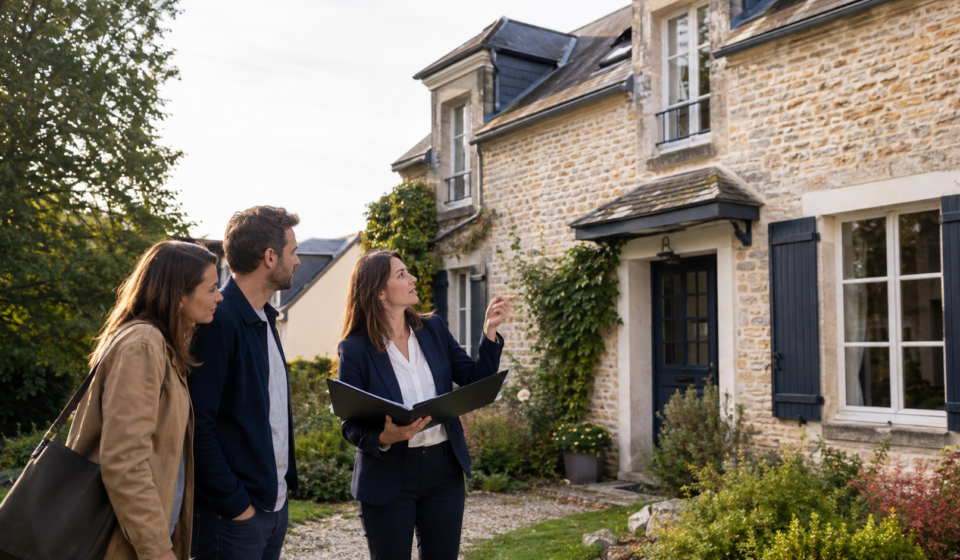 Acheter à la rentrée : les biens retirés du marché cet été peuvent-ils devenir de bonnes affaires ? Couple visitant avec une agente un bien immobilier remis en vente à la rentrée