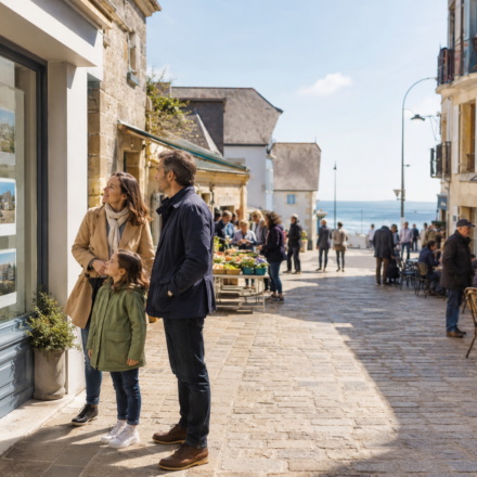Immobilier résidences secondaires : les acheteurs recherchent-ils désormais des villes vivantes toute l’année ? Famille dans une ville littorale vivante en dehors de la saison touristique
