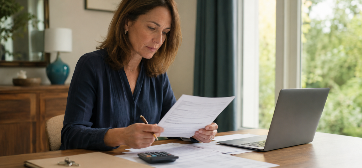 Propriétaire vérifiant ligne par ligne son avis de taxe foncière 2026