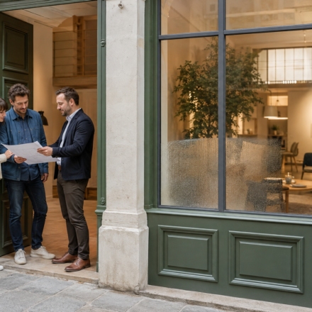 Immobilier commerce : transformer un local commercial en habitation, les vérifications à faire avant d’acheter Couple visitant un local commercial à transformer en habitation
