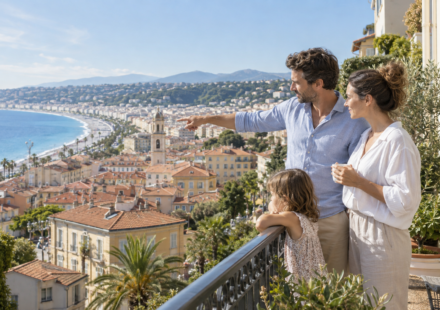 Famille recherchant un quartier où acheter à Nice avec vue sur la ville et la Méditerranée