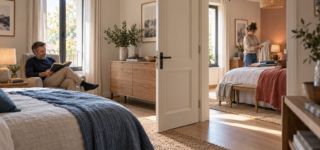 Deux chambres parentales séparées et communicantes dans une maison contemporaine
