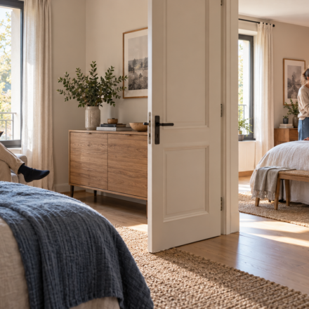 Deux chambres parentales séparées et communicantes dans une maison contemporaine
