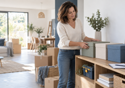 Financement de l’achat : Combien d’épargne faut-il conserver après un achat immobilier ? Nouvelle propriétaire organisant les réserves financières à conserver après l’achat de son logement