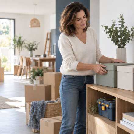 Nouvelle propriétaire organisant les réserves financières à conserver après l’achat de son logement