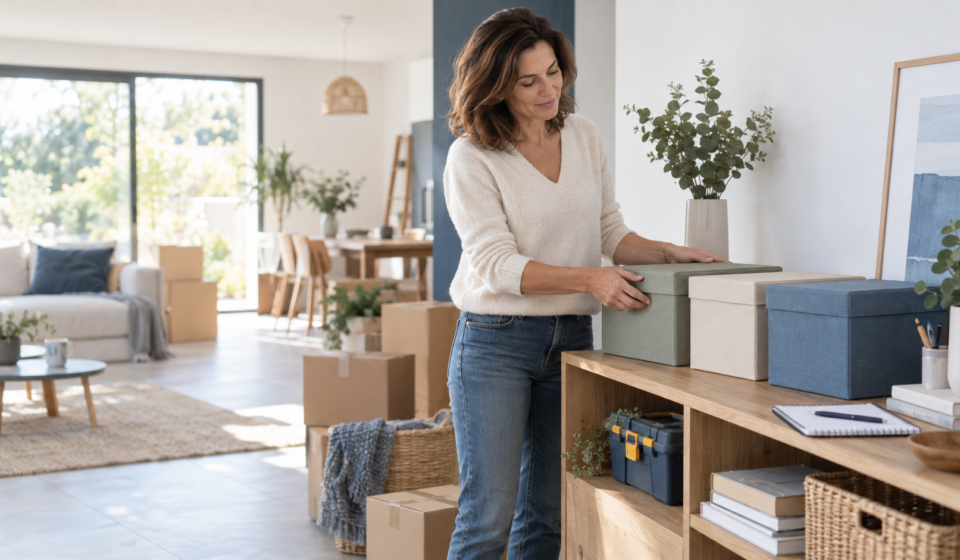 Nouvelle propriétaire organisant les réserves financières à conserver après l’achat de son logement