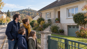 Famille découvrant une maison à acheter à Vesoul avec un budget maîtrisé
