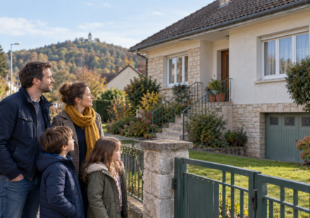 Famille découvrant une maison à acheter à Vesoul avec un budget maîtrisé
