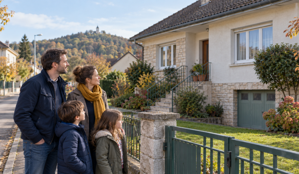 Famille découvrant une maison à acheter à Vesoul avec un budget maîtrisé