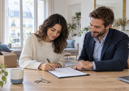 immobilier location : Bail de location au 1er octobre 2026, quelles nouvelles mentions deviennent indispensables ? Locataire signant un nouveau contrat de bail avec un professionnel de l’immobilier