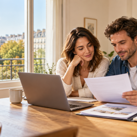 Marché immobilier et pouvoir d’achat : faut-il regarder le prix ou le coût mensuel du logement ? Un couple compare le budget mensuel de son projet d’achat immobilier dans un appartement