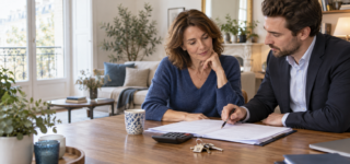 Une propriétaire bailleuse et un conseiller examinent le budget et la fiscalité d’un logement en location
