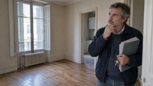 Propriétaire réfléchissant à la remise en location de son logement vacant