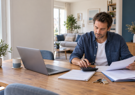 Propriétaire calculant le rendement net de son investissement locatif dans un appartement
