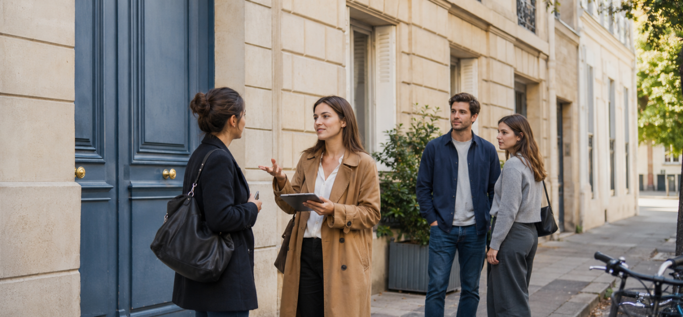 Plusieurs candidats attendent la visite d’un appartement à louer en septembre
