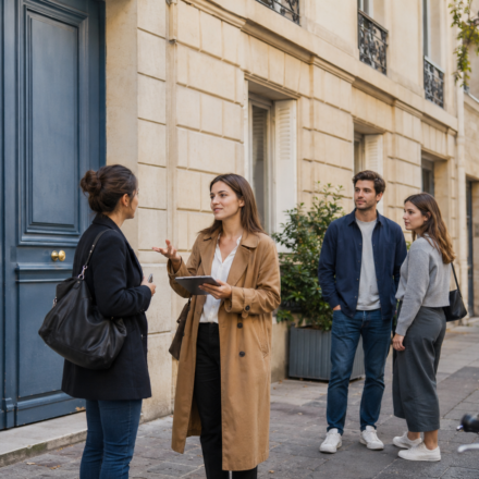 Plusieurs candidats attendent la visite d’un appartement à louer en septembre