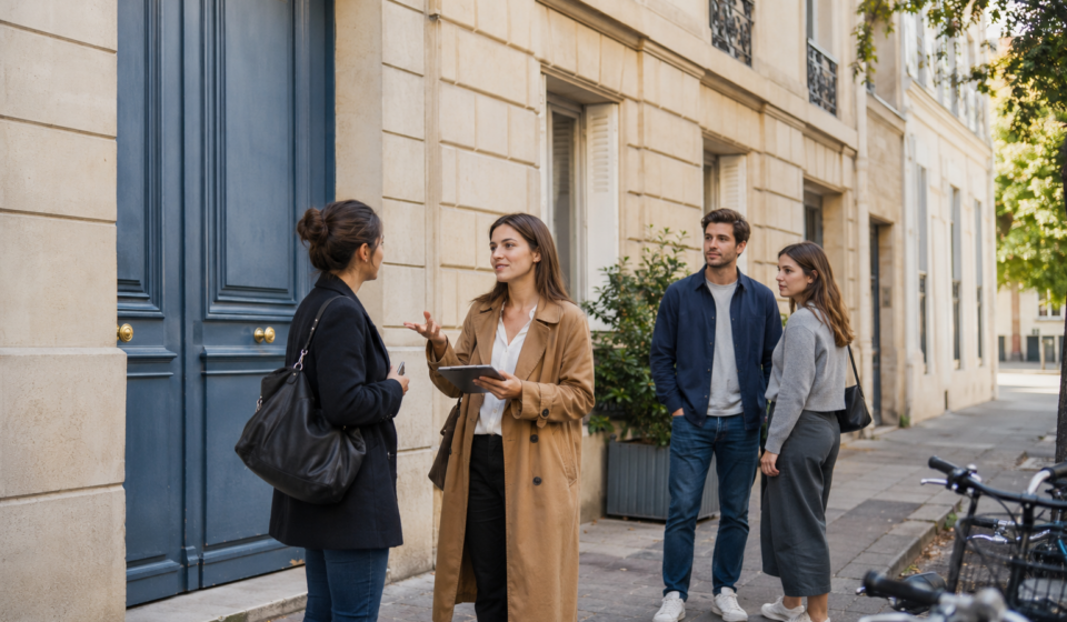 Plusieurs candidats attendent la visite d’un appartement à louer en septembre