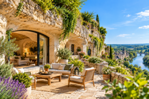 Maison troglodytique rénovée creusée dans la roche dans le Val de Loire