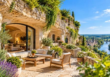 Maison troglodytique rénovée creusée dans la roche dans le Val de Loire