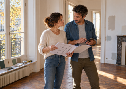 Projet de budget 2027 : quelles mesures immobilières faut-il surveiller sans les confondre avec la loi ? Un couple examine les plans et le budget d’un appartement à rénover.
